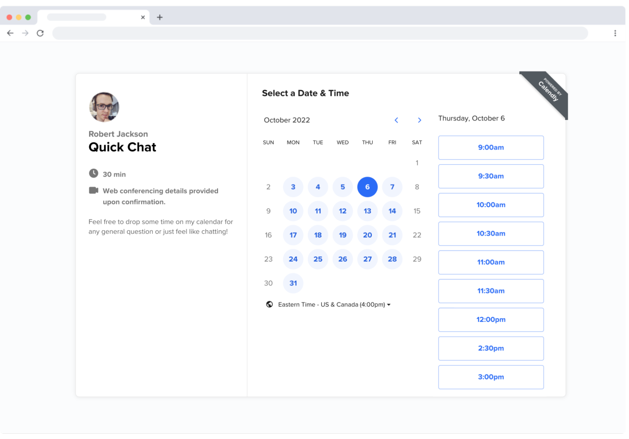 Your invitee gets taken to your booking page, just like when they click on your Calendly link from anywhere else. Your invitee gets taken to your booking page, just like when they click on your Calendly link from anywhere else.