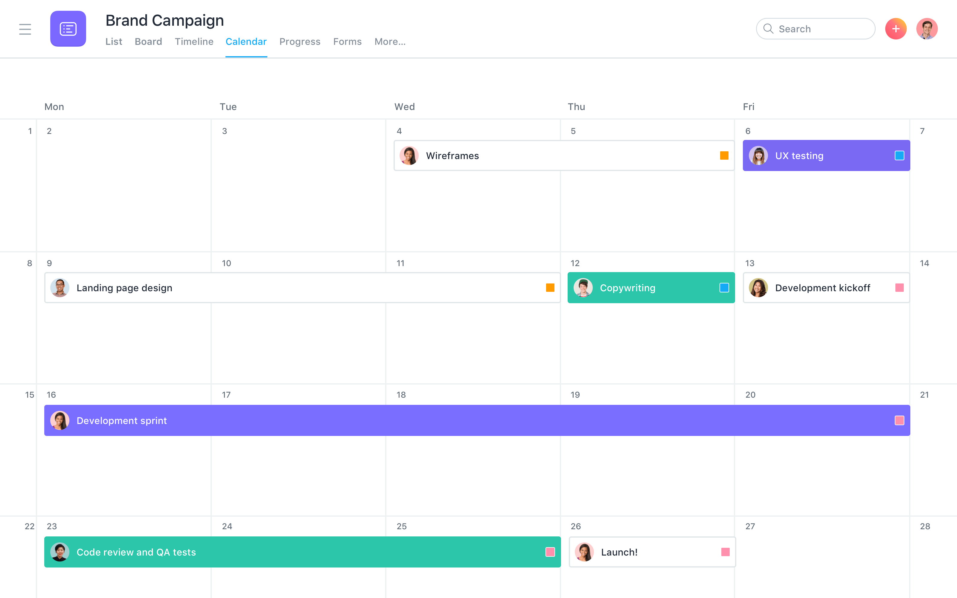 Asana is primarily a team and project management app, with related calendar functions.