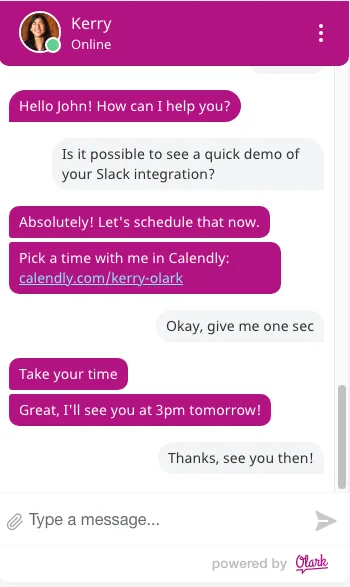 Set up sales and support calls faster: Calendly + Olark live chat ...