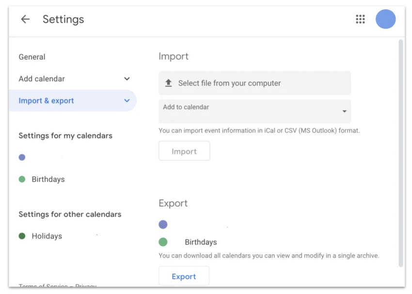 How to import existing calendars and events into Google Calendar