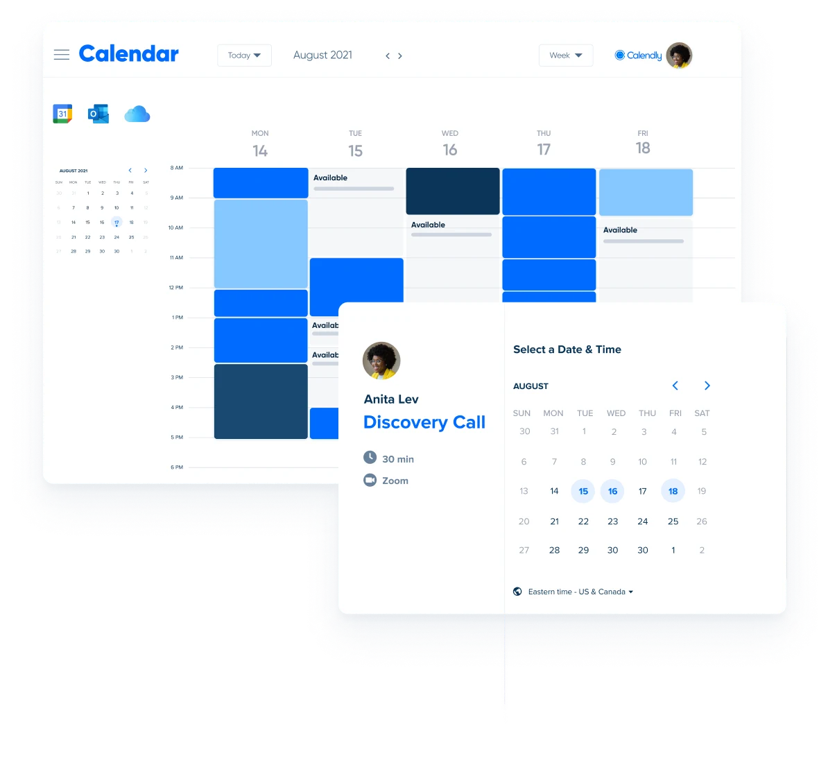 With Calendly, sales prospects can book a meeting on your website to jumpstart inbound sales.