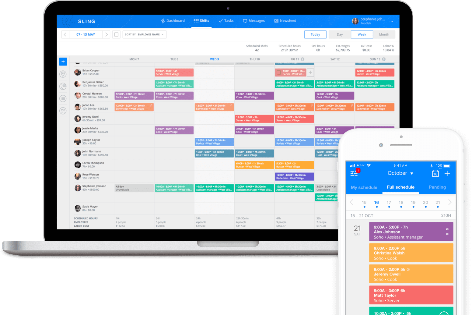 Sling lets you use schedule templates and notifications to manage multiple employee schedules at once. 
