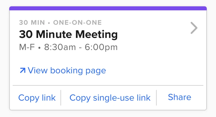 Mobile 30-minute meeting Event Type screencap