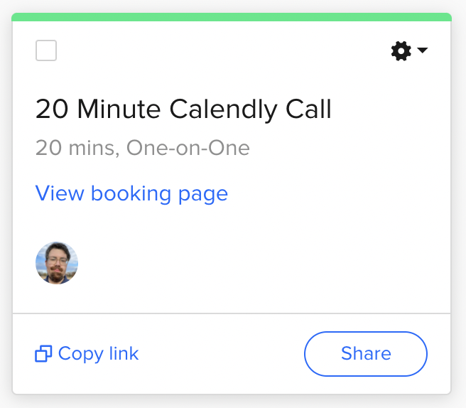Screenshot of a 20-minute one-on-one Calendly Event Type