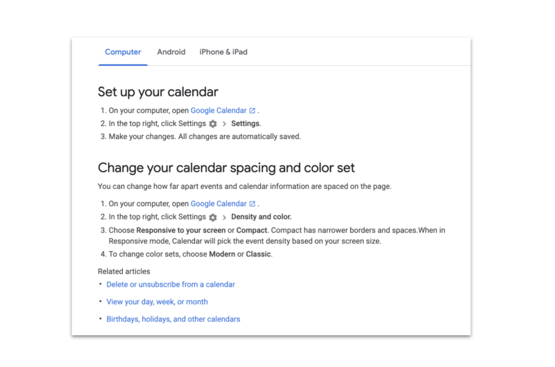 Google Calendar has easy-to-use, basic settings 