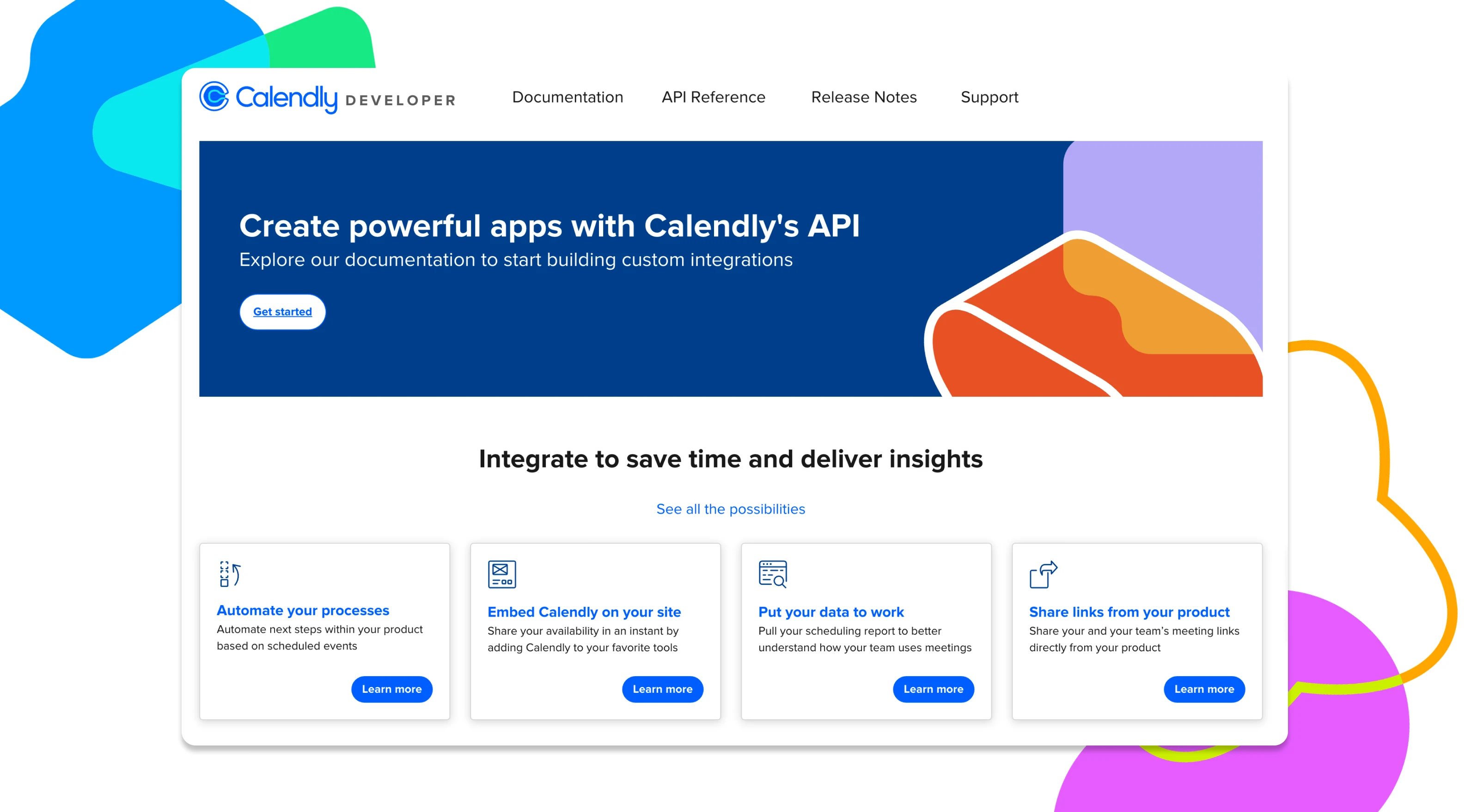 Screenshot of Calendly's Developer Portal homepage
