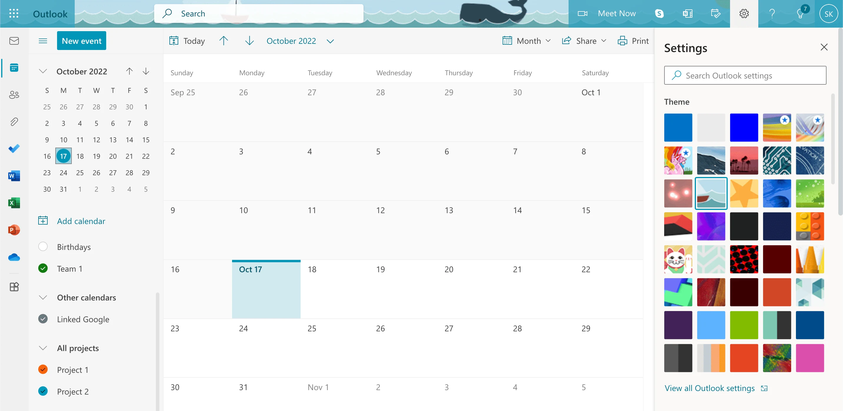 Once you have the basics of your Office 365 Calendar set up, you can customize the app using themes.
