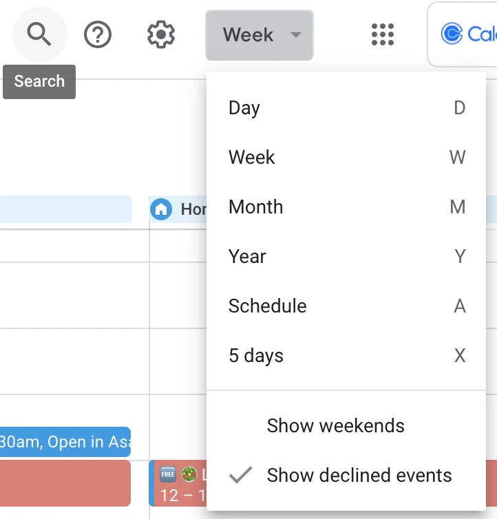 Use Google Calendar's "Day" view to stay focused on today’s tasks.