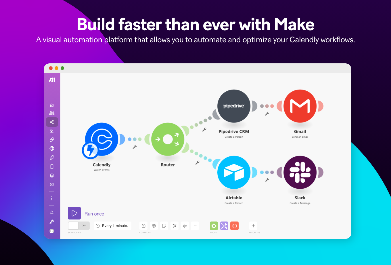 Make is a visual automation platform that allows you to automate and optimize your workflows.