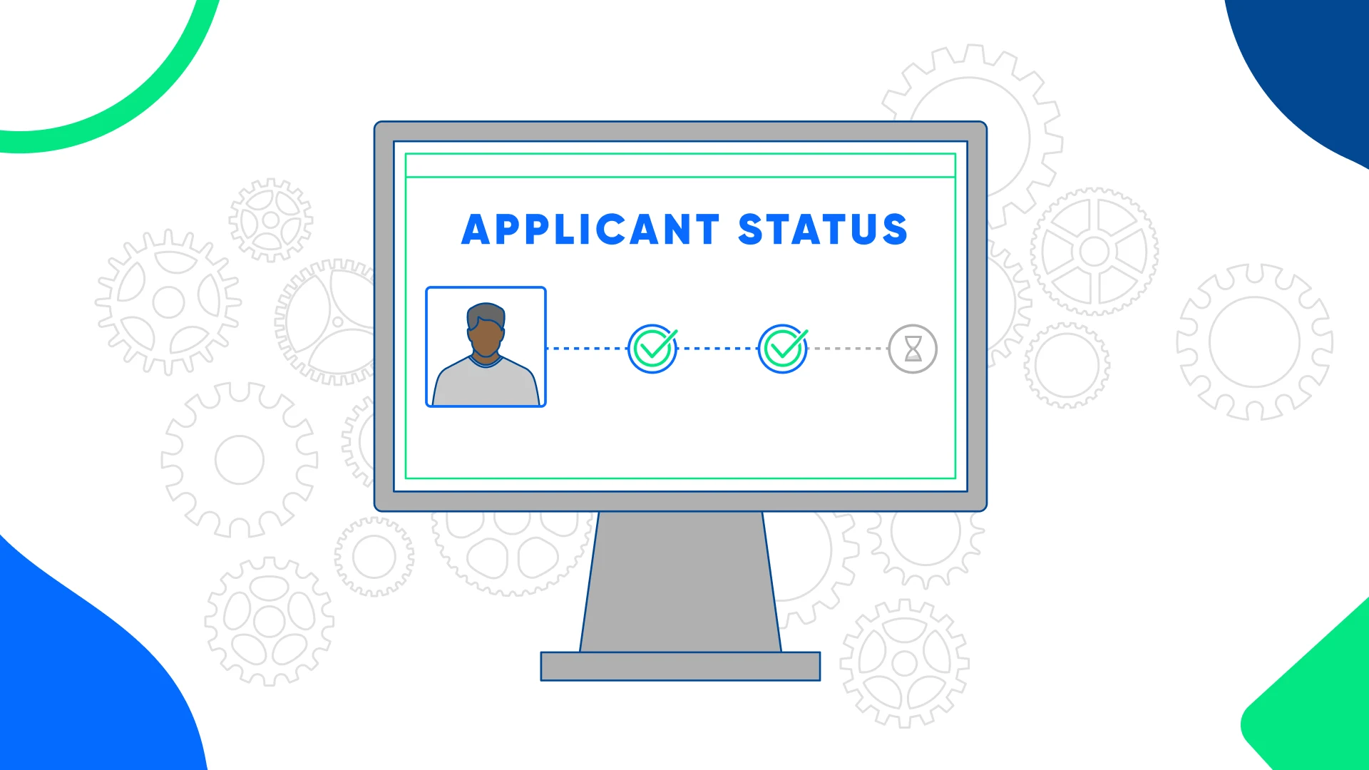 Illustration of a computer screen showing how an applicant tracking system (ATS) looks to a recruiter.