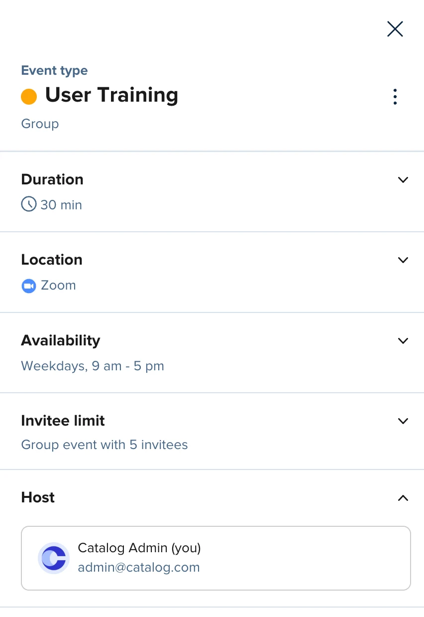 Screenshot of the Calendly Event Type editor for a group event
