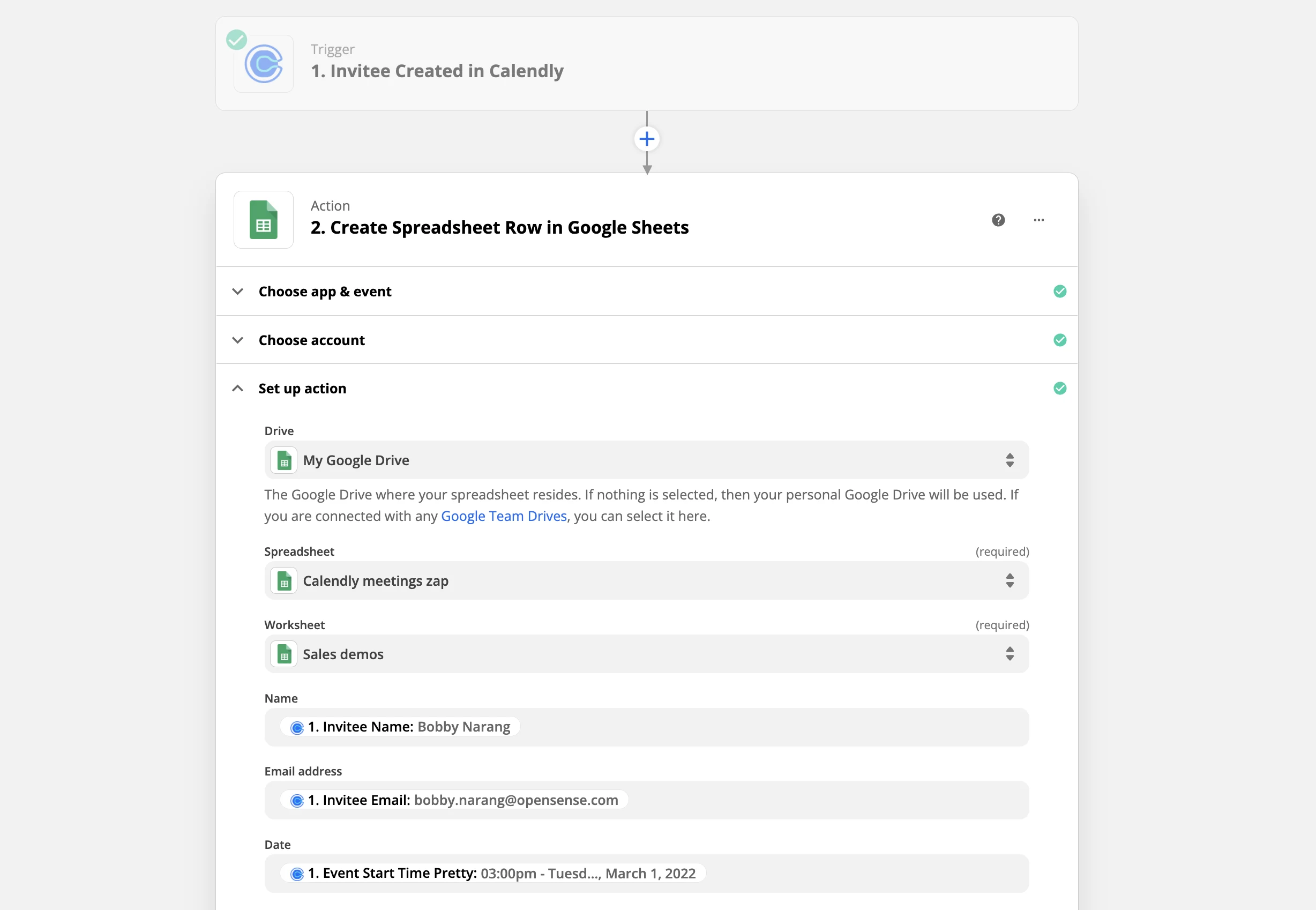 If you use a Google Sheet to track new Calendly invitees, you can automate this with a zap straight from Calendly.