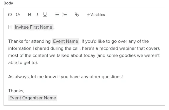 Example of a follow-up email
