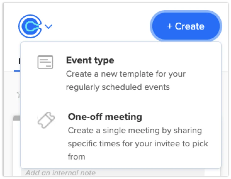 One-off meeting selection screen