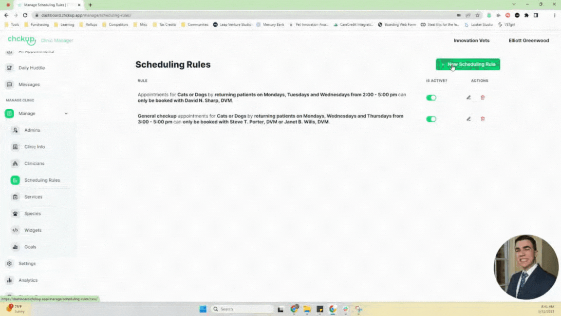 Walkthrough of chckup's scheduling rules for our scheduling platform.