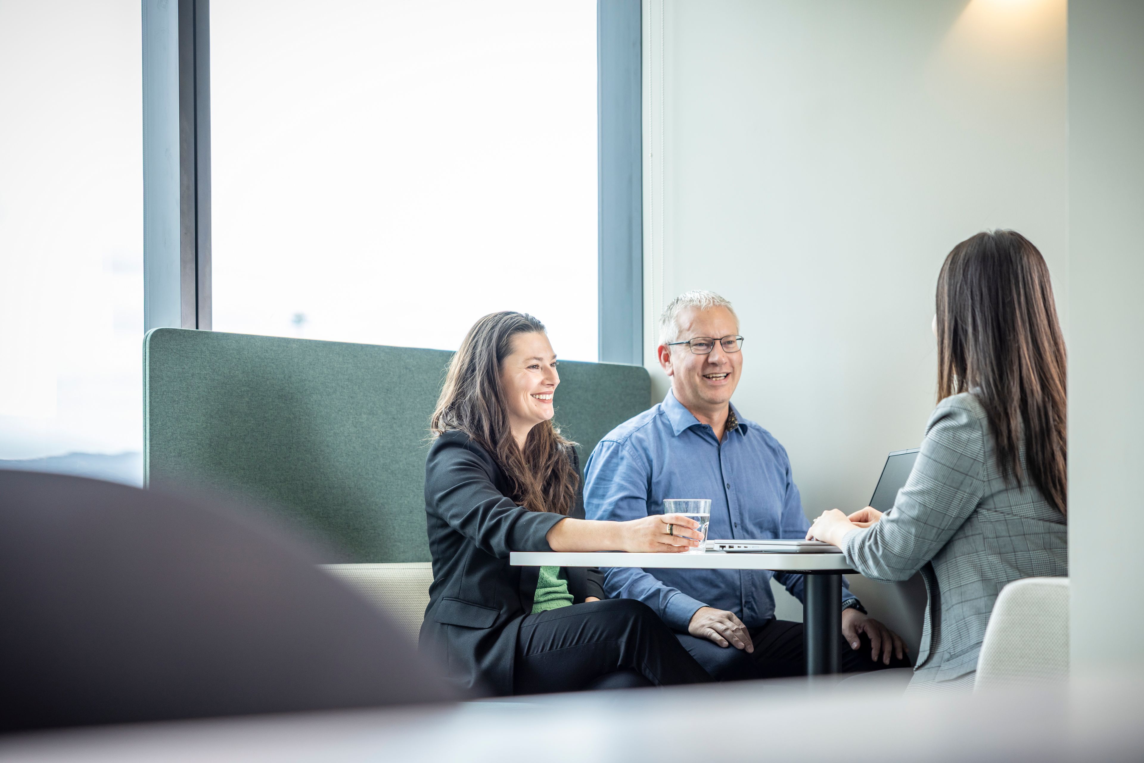 Conversational meeting at Douglas Innovation cafeteria