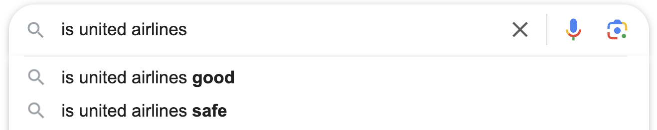 united airlines google search