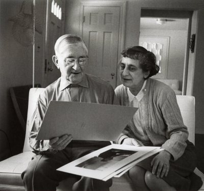 Josef and Anni Albers in their living room, 8 North Forest Circle, New Haven, CT, c. 1965