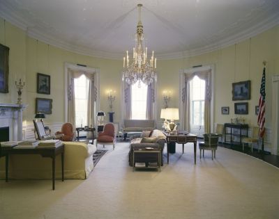 Yellow Oval Room. Photo courtesy of John F. Kennedy Presidential Library and Museum.
