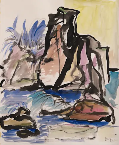 Sea Ranch Rock Study, 1980 Watercolor and graphite on paper