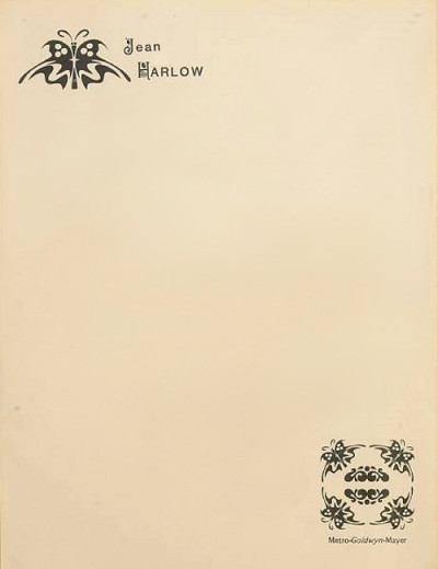 Stationery for Jean Harlow