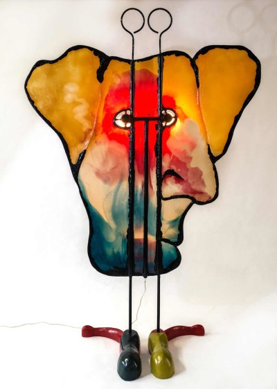 Friend Lamp, 2014, Resin, metal and graphite