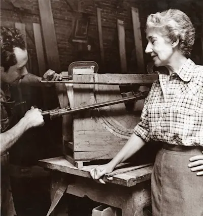Clara and her chief of production in the workshop, circa 1951-1952