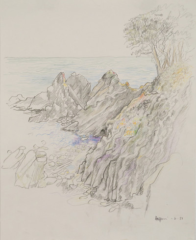Cove and Rocks, Sea Ranch, 1977 Colored pencil on paper