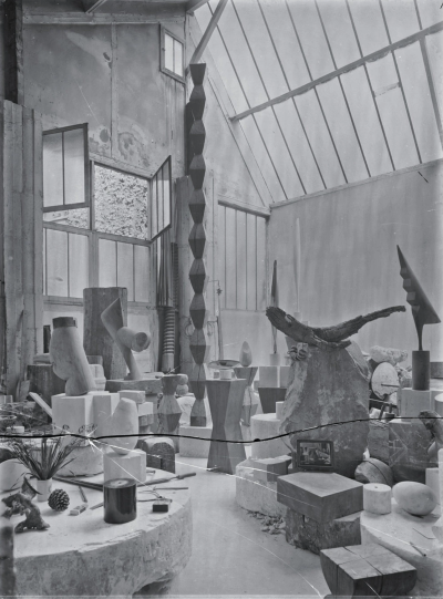 Brancusi’s sculpture-filled studio (copyright Succession Brancusi)
