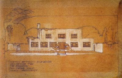 Elevation of Barker Residence in San Diego. Courtesy of Gibbs Smith Books