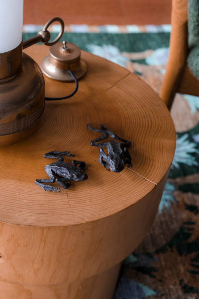 Titi and Tuti, mummified frogs cast in bronze by Louis Eisner