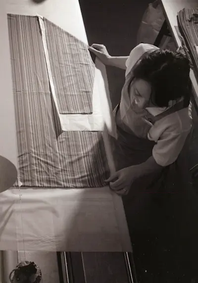 The treatment known as keshi (to erase) pleats