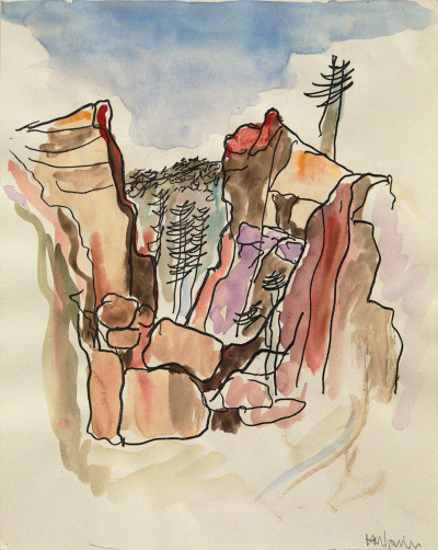 Yosemite Study, 1970 Photocopy, ink, and watercolor on paper