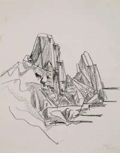 Sea Ranch Rock Study, 1977 Oil stick on paper