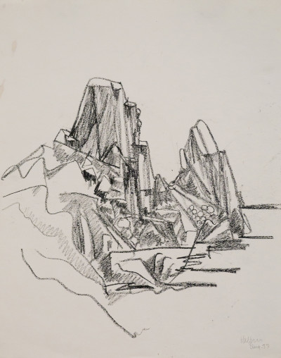 Sea Ranch Rock Study, 1977 Oil stick on paper