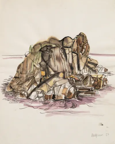 Sea Ranch Rock Study, 1977 Watercolor and pen on paper
