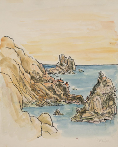 Sea Ranch Coast, 1977 Watercolor and pastel on paper