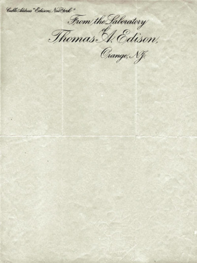  Stationery for Thomas Edison