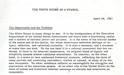 Mission of the White House Restoration Project. Document courtesy of John F. Kennedy Presidential Library and Museum.