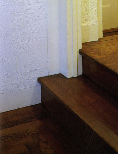 Modern wooden moulding of wall base at George Kautz House. Courtesy of Gibbs Smith Books