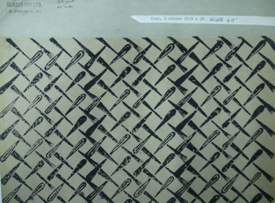 Printed dress fabric sample ‘Club’, Enid Marx for Dunbar Hay Ltd., 1930s