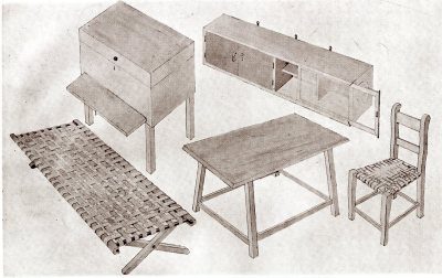 Drawing for the furniture Clara entered into the competition Organic Design for Home Furniture, Museum of Modern Art, New York, 1941