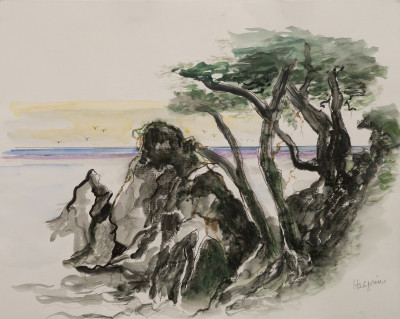 Sea Ranch Coast, 1990 Watercolor and pastel on paper