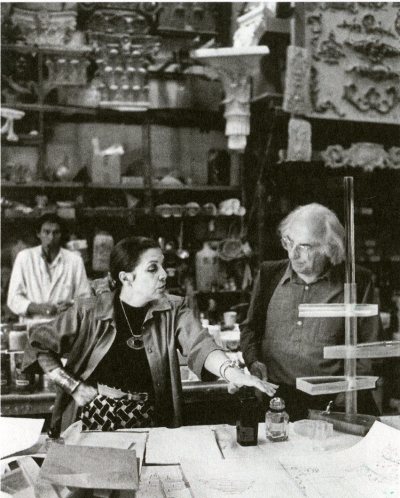 With Pierre Giraudon, in his workshop at Chilly-Mazrin, 1989