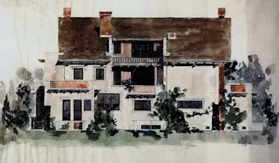 Rendering for Melville Klauber House in San Diego. Courtesy of Gibbs Smith Books