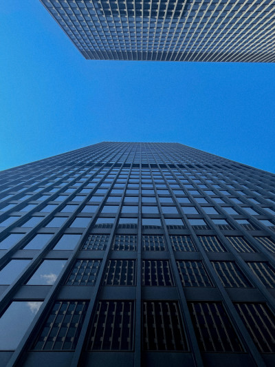 Looking up at the Federal Center.