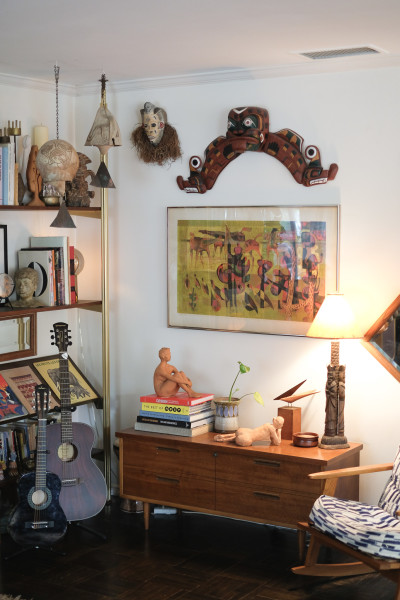 Living room featuring Arconsanti bells found at an estate sale