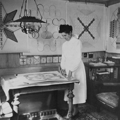 Emma Kunz at her working table, Waldstatt, 1958. Courtesy of Emma Kunz Zentrum via Frieze