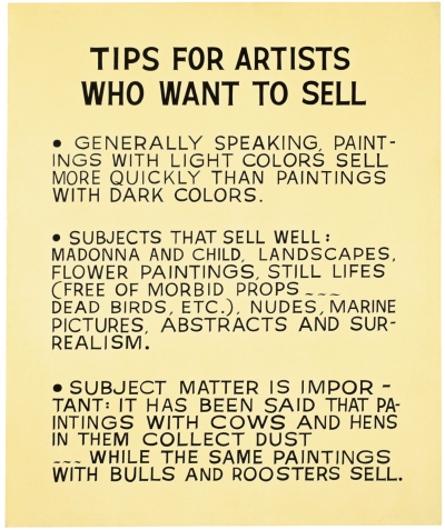 Tips for Artists Who Want To Sell. 1966-68. Courtesy of John Baldessari Estate.
