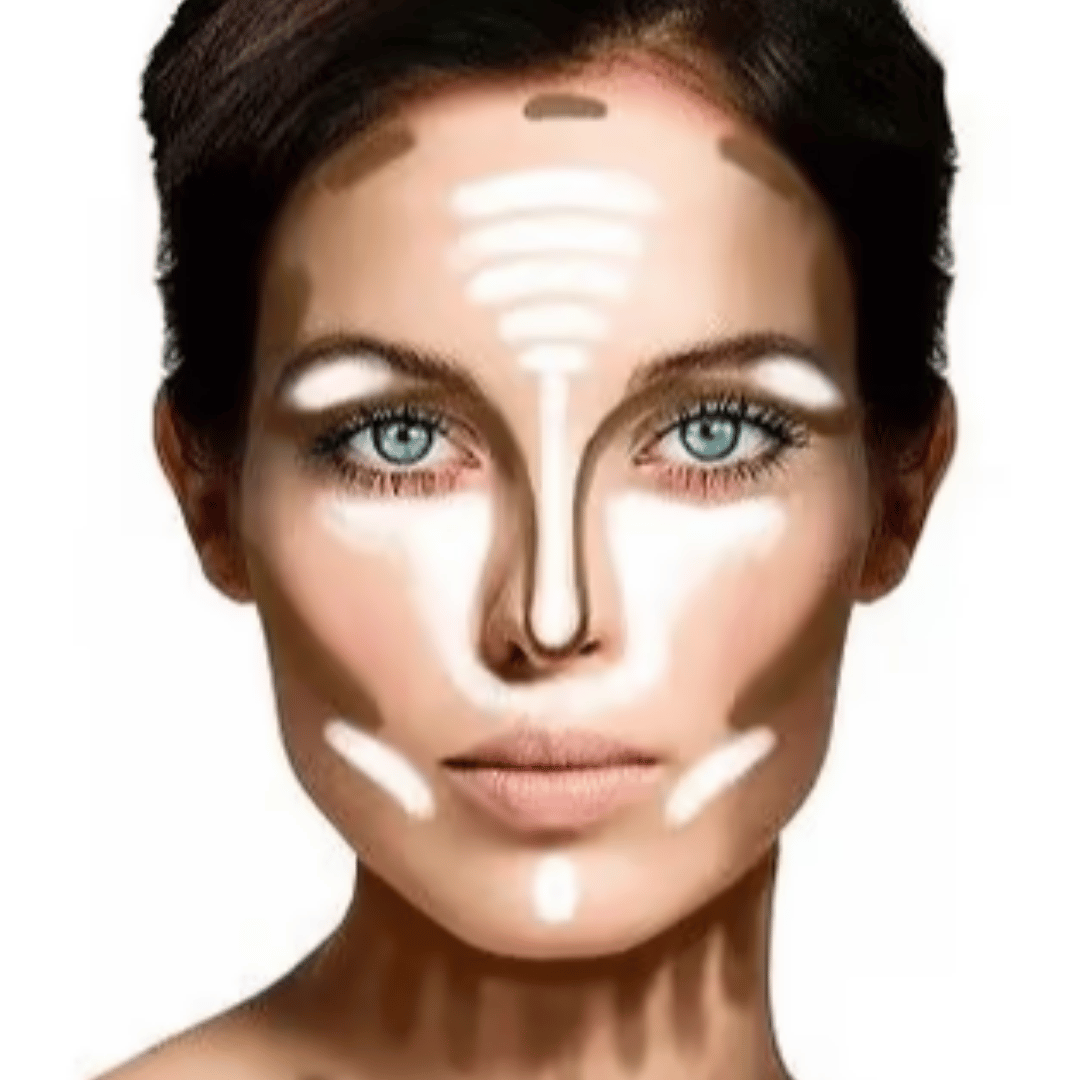 Contouring areas for a triangle face shape